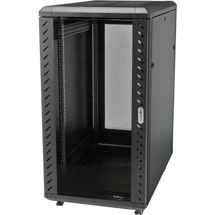 StarTech.com 18U 19" Server Rack Cabinet - 4 Post Adjustable Depth (6-32") Locking Knock Down Enclosure - Mobile w/Glass Door & Casters