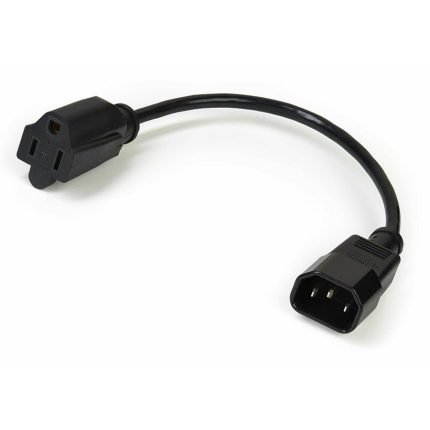 StarTech.com 1ft (0.3m) Power Extension Cord, IEC C14 to NEMA 5-15R, 10A 125V, 18AWG, Black, Outlet Extension Cable for Network Equipment